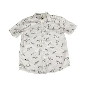 Thereabouts Boys XXL 22 Husky Shark Print‎ Short Sleeve Cotton Button Down Shirt